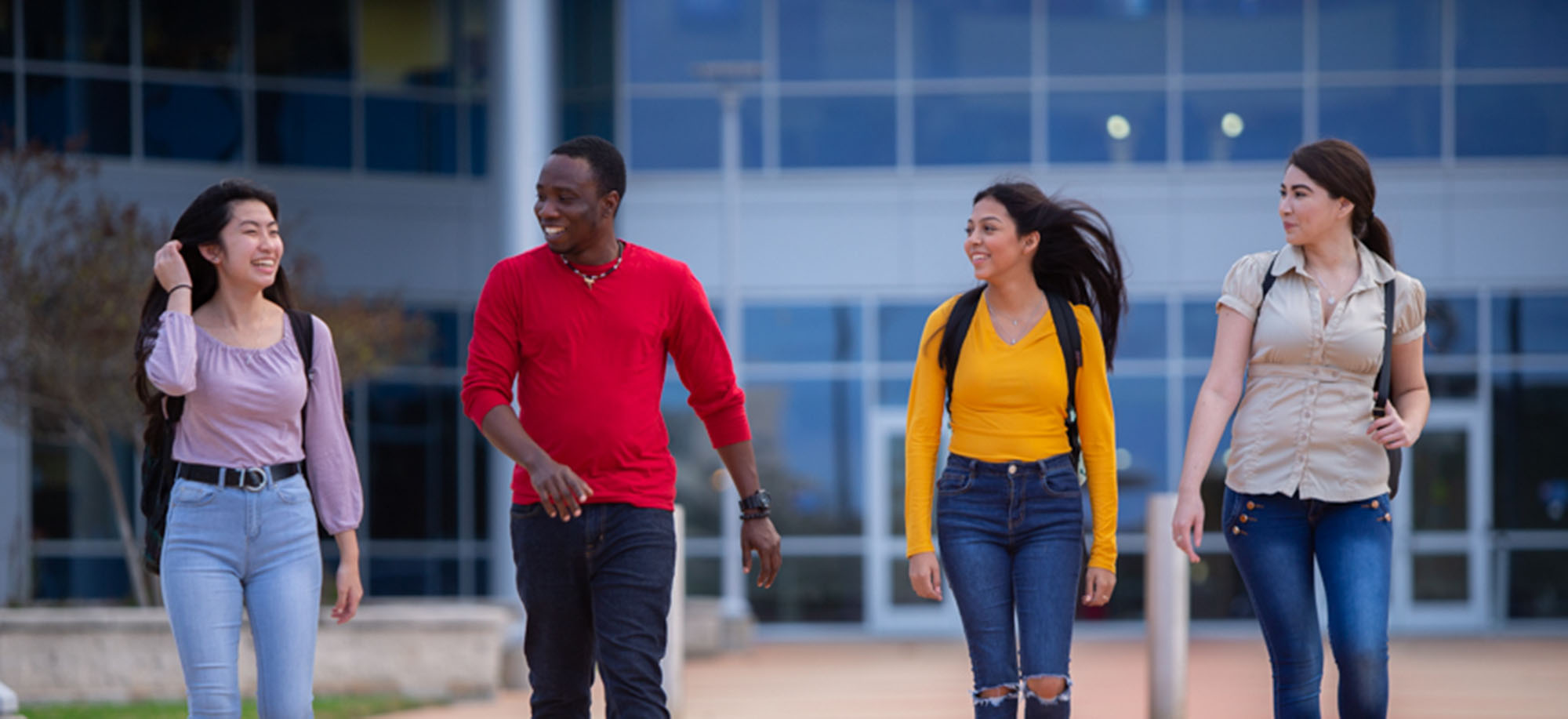 students walking